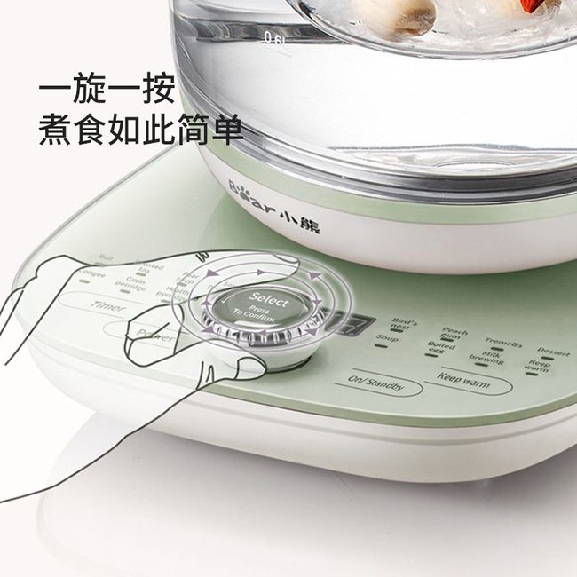 Bear小熊 多功能养生壶 全自动炖煮壶YSH-C18S2 柔炖细煮 双盖炖盅 1.8L